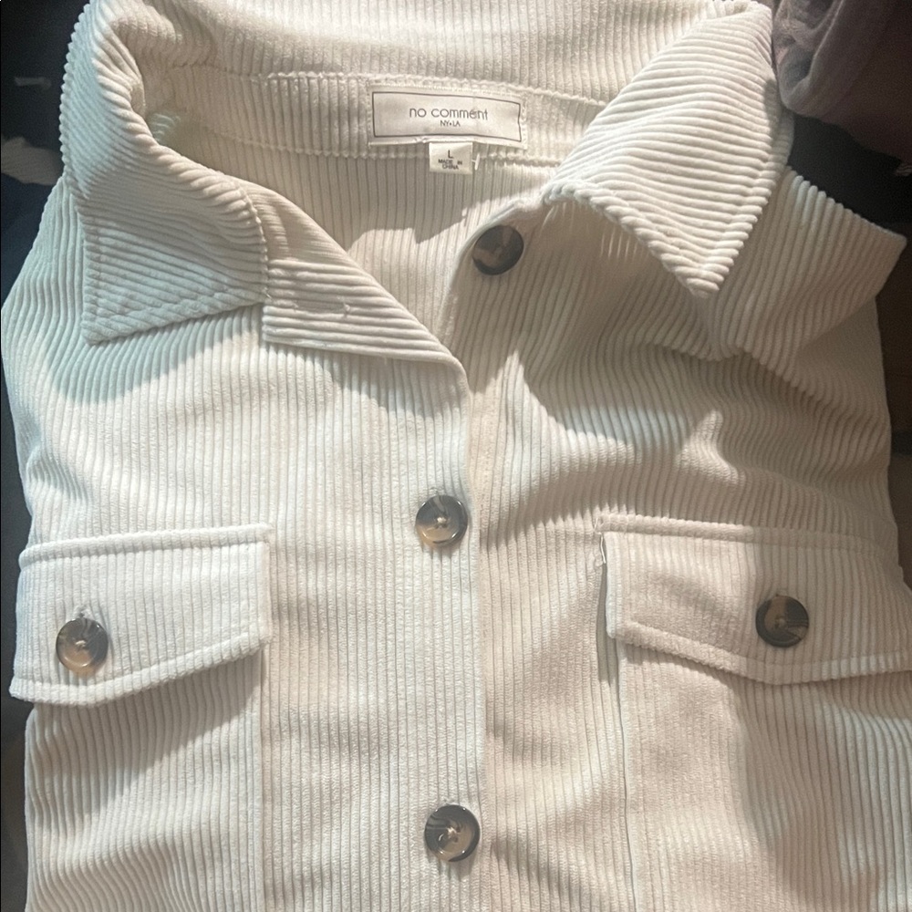 No Comment White Corduroy Shaket